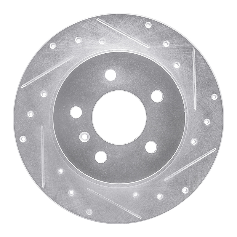 Buick Lucerne Brake Rotor (1) - Rear Right - R1 Concepts - Drilled & Slotted - Silver - `06-`11